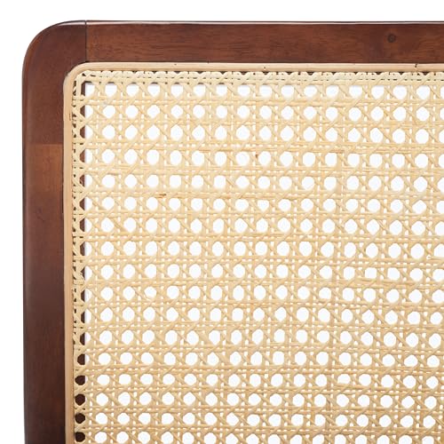 SAFAVIEH Home Collection Benicio Dark Brown/Natural Rattan 29-inch Seat Height Bar Stool Set of 2