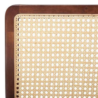 SAFAVIEH Home Collection Benicio Dark Brown/Natural Rattan 29-inch Seat Height Bar Stool Set of 2