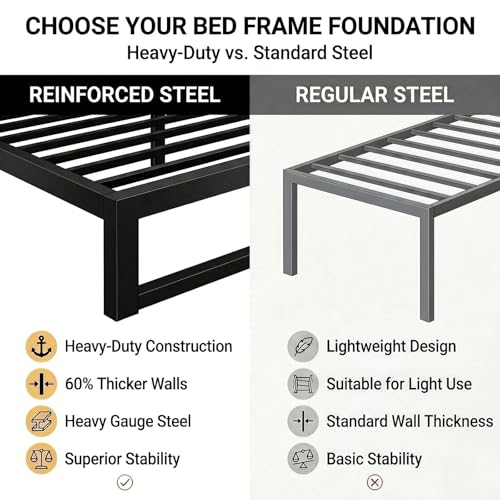 14 Inch Full Metal Bed Frame, 4000LBS Heavy Duty Support, Black, view 6