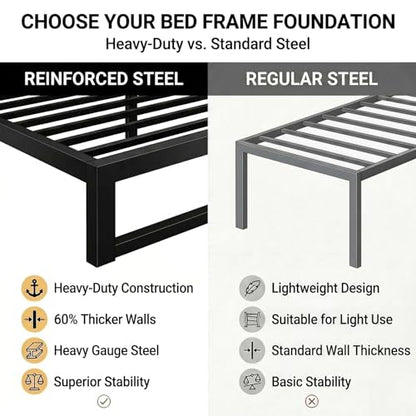 14 Inch Full Metal Bed Frame, 4000LBS Heavy Duty Support, Black, view 6