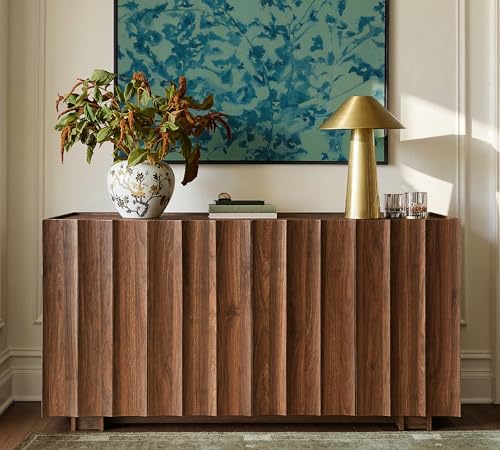 61.7" Fluted Sideboard Buffet Cabinet with Storage, Walnut, view 2