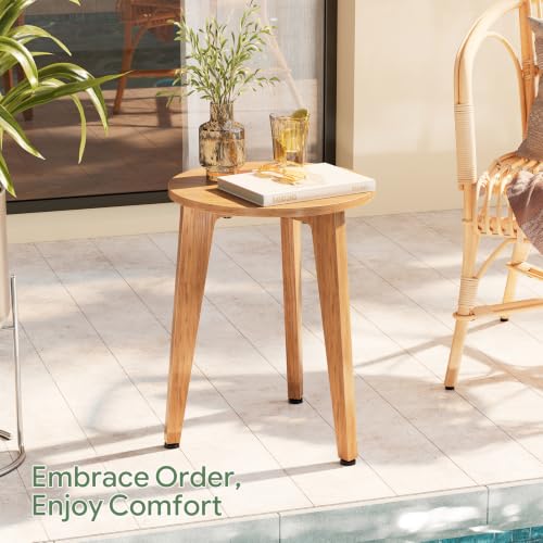 Side Table, Round End Table with Tapered Legs, Nightstand for Small Spaces, Living Room, Bedroom, Rustic Walnut