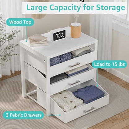 Closet Drawers White 3 Drawer Dresser for Closet Organizers and Storage Bedroom, view 5