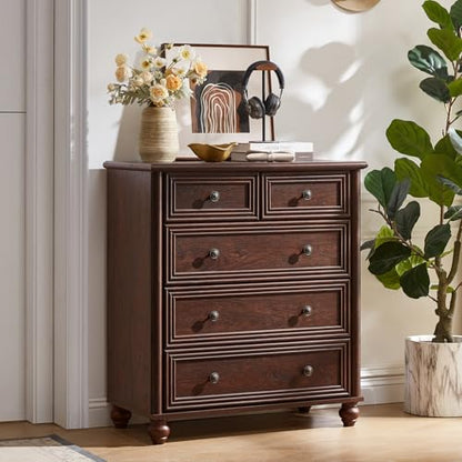 Farmhouse 5 Drawer Dresser for Bedroom, 35.5" Small Dressers, view 7