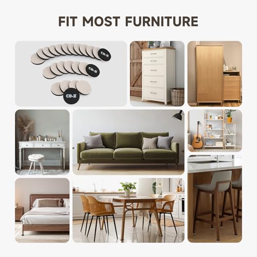 24pcs Felt Furniture Sliders for Hardwood Floors, 2 1/2 in Reusable Furniture Pads, Heavy Furniture Movers Sliders for Hard Surfaces, Thick Moving Pads Floor Protectors for Vinyl Tile Floors