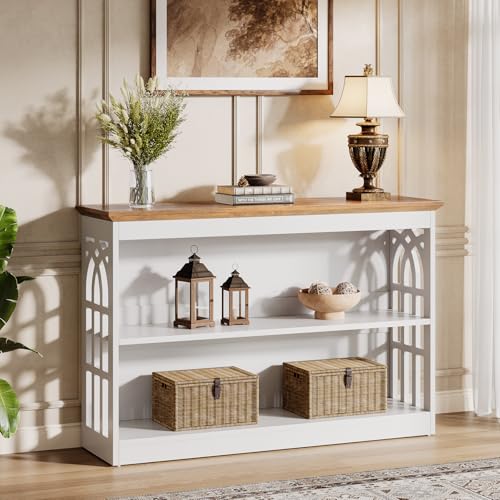 Tribesigns Modern Console Table for Entryway, 41.34-Inch White Sofa Table Behind The Couch with 3-Tier Storage, Narrow Hallway Furniture for Living Room