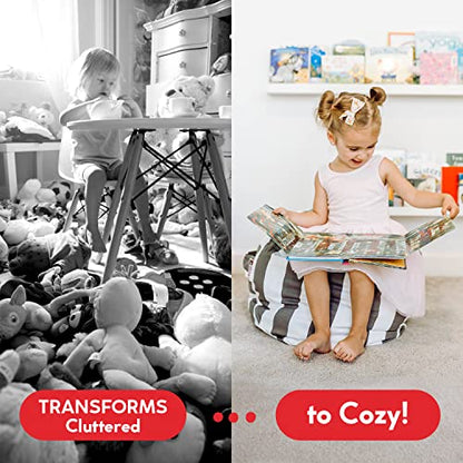 Stuff ’n Sit Large 33’’ Bean Bag Storage Cover for Stuffed Animals & Toys, Giant Beanbag Chair for Kids Ages 3-14, Bedroom Organizer, Hot Pink Corduroy