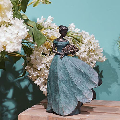 Fairy Statue Collection Home Decoration - Leaf Angel Girls Resin Modern Table Decor for Living Room Office Sculpture Decor for Women Indoor Rustic Figurines Gift 5 x 3 x 7.5 Inch