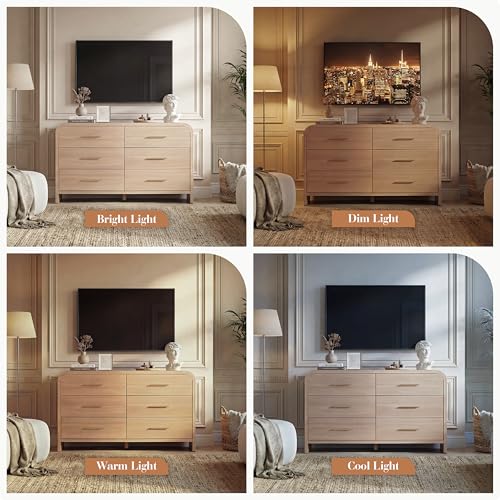 Curved 6-Drawer Dresser for Bedroom, 54" Wide Modern Chest of Drawers, view 5