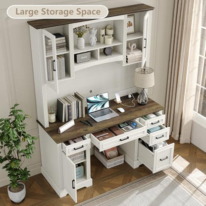 Farmhouse 76" Height Executive Desk with Hutch, view 6