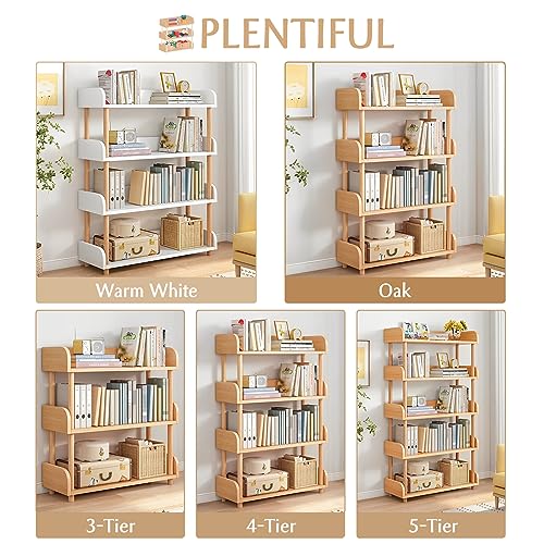 4-Tier Wooden Open Bookcase, Oak, view 4