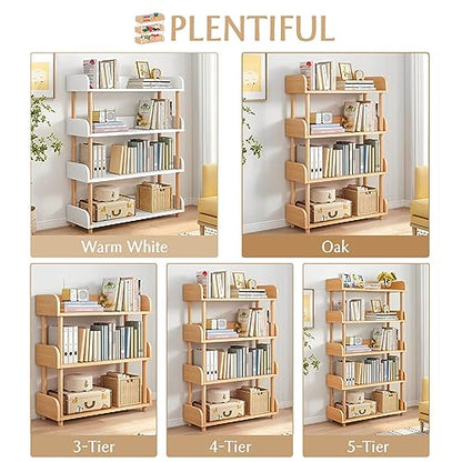 4-Tier Wooden Open Bookcase, Oak, view 4