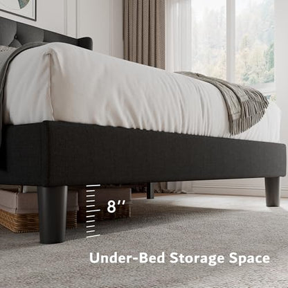 Queen Size Platform Bed Frame with Button Tufted Headboard, view 5