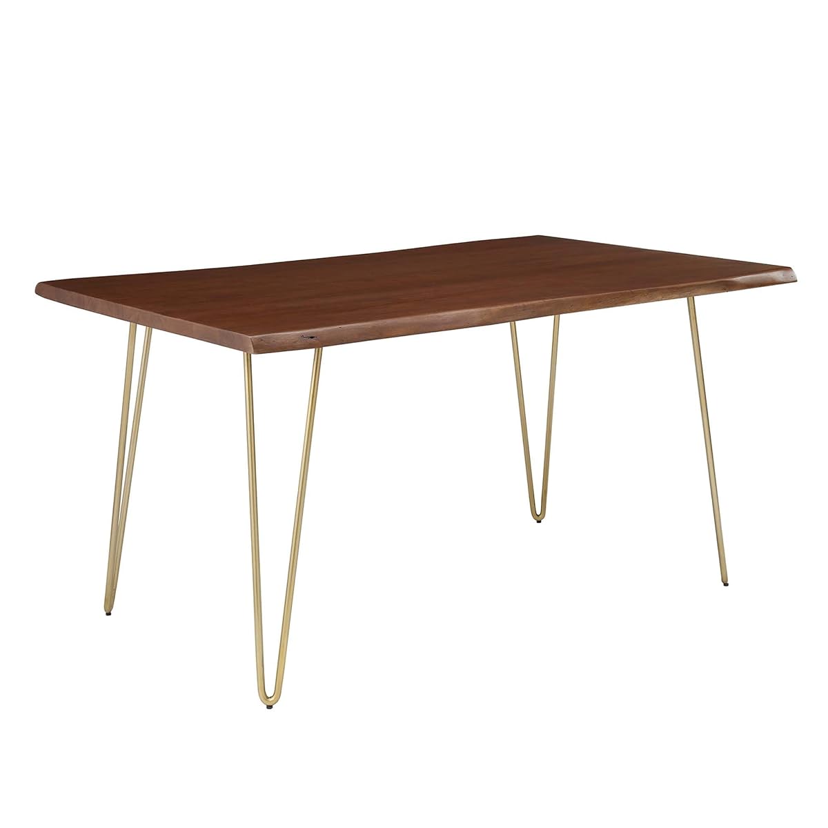 Henley Dining Table 60 Inch Live Edge Acacia Wood Gold Walnut Finish Modern Kitchen Room Entertaining Home Furniture Quality Stylish Elegant Durable Refined Versatile