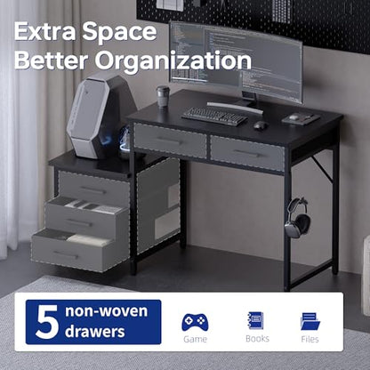 47 inch Computer Desk with 5 Drawers and Printer Space for Office, view 6