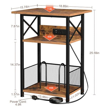 Record Player Stand with Charging Station, Vinyl Record Storage, view 4