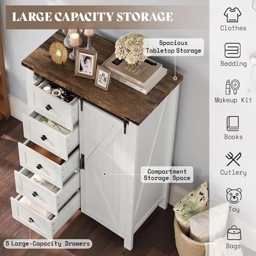 2PCS Farmhouse Dresser Set with Sliding Barn Doors, view 7