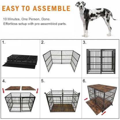 BOLDBONE 54'' Dog Crate Furniture, Dog Kennel Indoor for Large/Giant Dogs, view 5