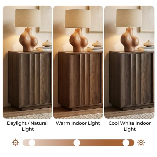 CHITA 63" Wooden Console Cabinet with 4 Tereoscopic Wavy Door Panels,Walnut, view 8