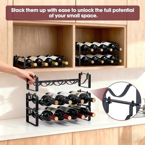 Stackable Countertop Wine Rack, 12 Wine Bottles Holder for Inside Cabinet, view 7