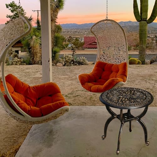 Cast Aluminum Outdoor Side Table, All Weather Round Small Coffee Table for Patio,Park,Lawn,Yard (18.5" Bronze)