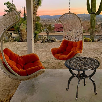 Cast Aluminum Outdoor Side Table, All Weather Round Small Coffee Table for Patio,Park,Lawn,Yard (18.5" Bronze)