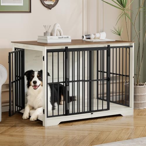 44.1" XL Dog Crate Furniture Indoor Dog Kennel with Barn Door, view 2