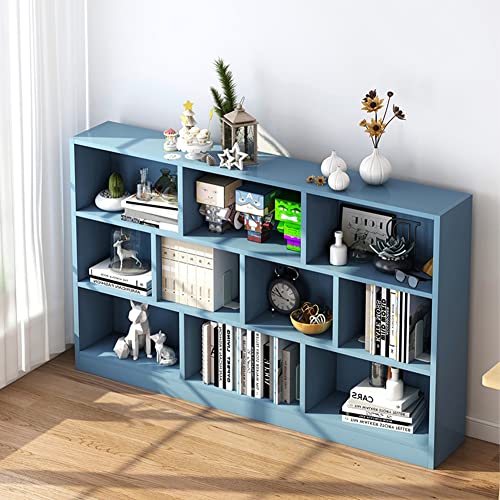 IOTXY Open Shelf Low Bookcase - Wooden 3-Tier Cube Bookshelf, Bright Blue, view 7