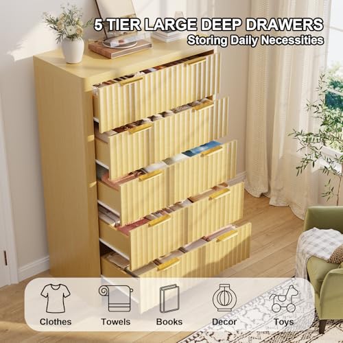 Natural Oak Vertical Drawer Dresser with Round Edges, view 5