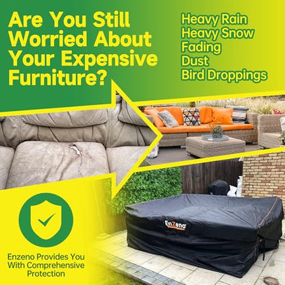 Patio Furniture Set Cover,Outdoor Sectional Sofa Couch Set Covers Waterproof,Garden Dining Table Chair Set Cover Outside Rectangular Heavy Duty Weatherproof 110" L x 82" W x 28" H Black