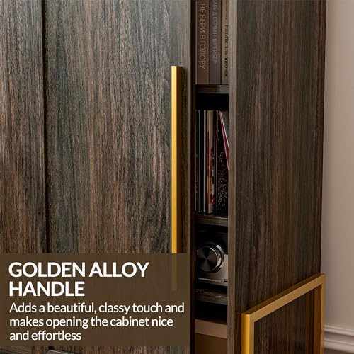 Storage Cabinet, Buffet Sideboard with Sliding Doors and Adjustable Shelf, Shoe Rack for Entryway, Sideboard Cabinet Accent Cabinet for Living Room and Bathroom - Dana(Brown)