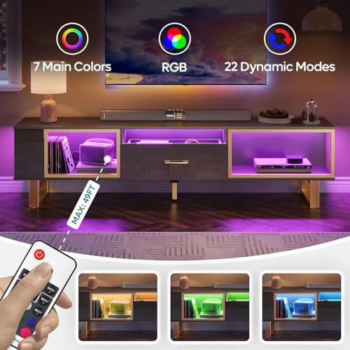 70 inch TV Stand with LED Lights for 75 inch TV, view 4