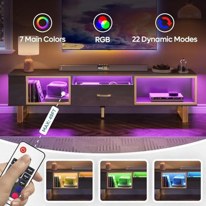 70 inch TV Stand with LED Lights for 75 inch TV, view 4