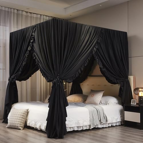 Black Canopy Bed Curtains Queen Size, view 3