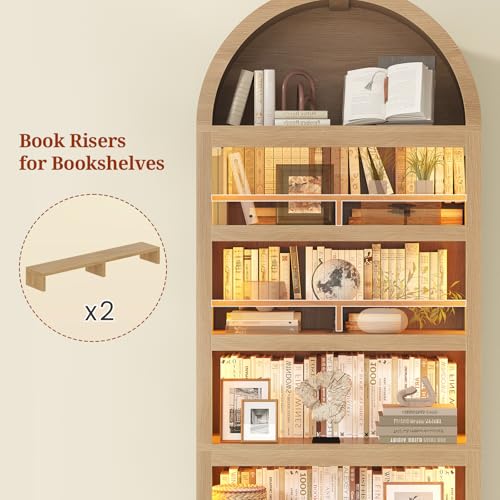 79.4" Tall Arched Cabinet, Bookcase with Storage, view 7