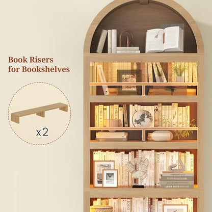79.4" Tall Arched Cabinet, Bookcase with Storage, view 7