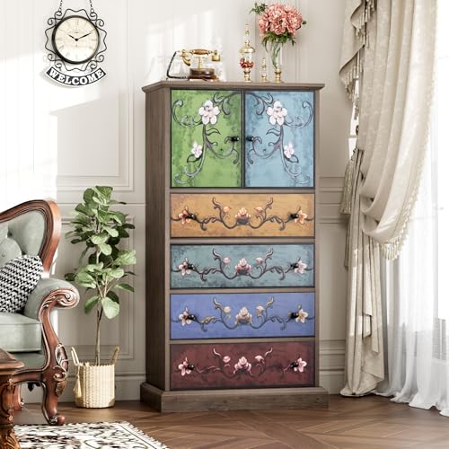 50" H Boho Dresser Vintage Dresser, 4 Drawer Dresser for Bedroom, view 3