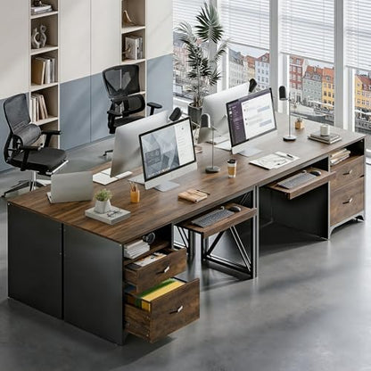Office Desk with Drawers, 55 inch Industrial Computer Desk with Storage, view 7