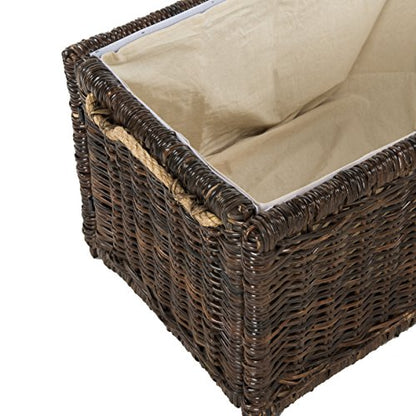 HPM9003A Jacob 30" Wicker Storage Trunk, Collapsible for flat storage, Rattan-Sarang Buaya, Coastal for Office, Dorm Room-LivingRoom, Bedroom, Dining Room, Brown