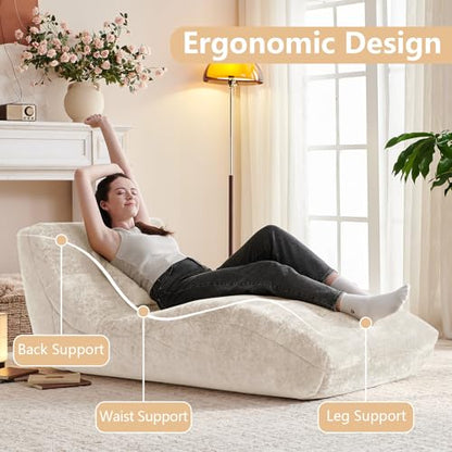 Chaise Lounge Chair with Curved Back, Modern Upholstered Recliner Sofa, view 5