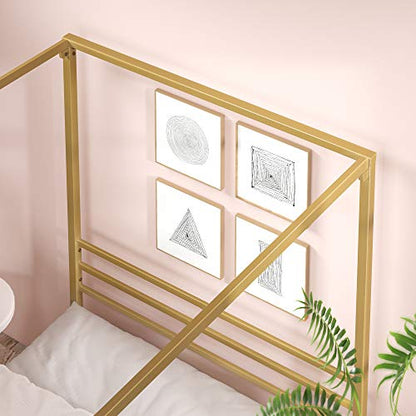 Zinus Patricia Gold Metal Canopy Platform Bed Frame, view 5