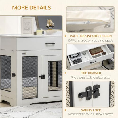 Dog Crate Furniture with Soft Water-Resistant Cushion, view 6