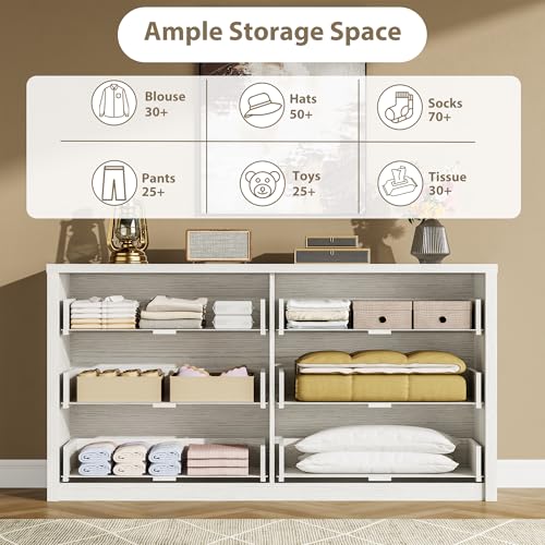 6 Drawer Dresser for Bedroom, Wood Chest of Drawers Handle Free, view 6