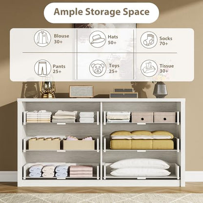 6 Drawer Dresser for Bedroom, Wood Chest of Drawers Handle Free, view 6