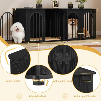 63" Double Dog Crate Furniture, Dog Kennel Indoor with Cushion, view 8