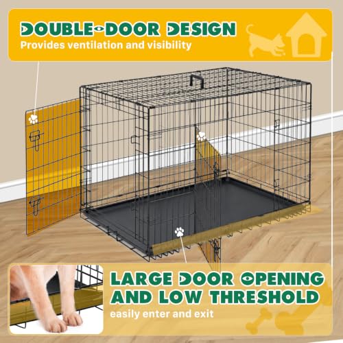 Extra Large Dog Crate 48 Inch Double Door Pet Cage Kennel, view 4