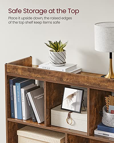 VASAGLE Bookcase Freestanding Storage Unit, 11 x 35.4 x 39.4 Inches | Bookshelf used horizontally, vertically, upside down, Rustic Brown, CUSTOS Collection, ULBC55BX