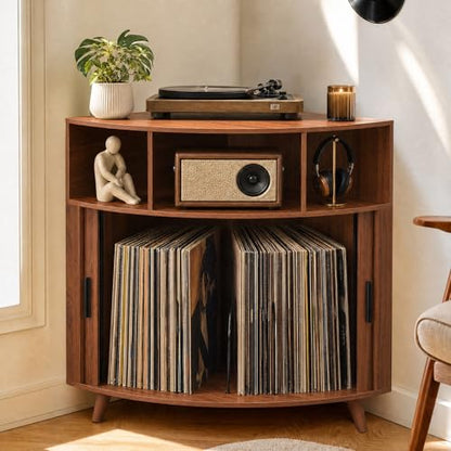Corner Record Player Stand with Charging Station, view 2