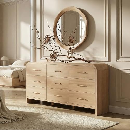 Curved 9-Drawer Dresser for Bedroom, 63" Wide Modern Chest of Drawers, view 2