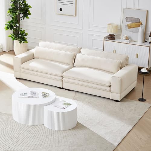 Mid-Century 104.72" Sofa Couch Modern Upholstered Couch for Living Room,Bedroom,Apartment,Office,Home,Beige